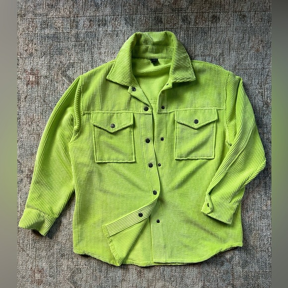 Wild Fable Neon Green Corduroy Oversize Jacket - Picture 1 of 5